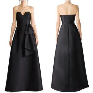 Theia Black Strapless Maxi Dress